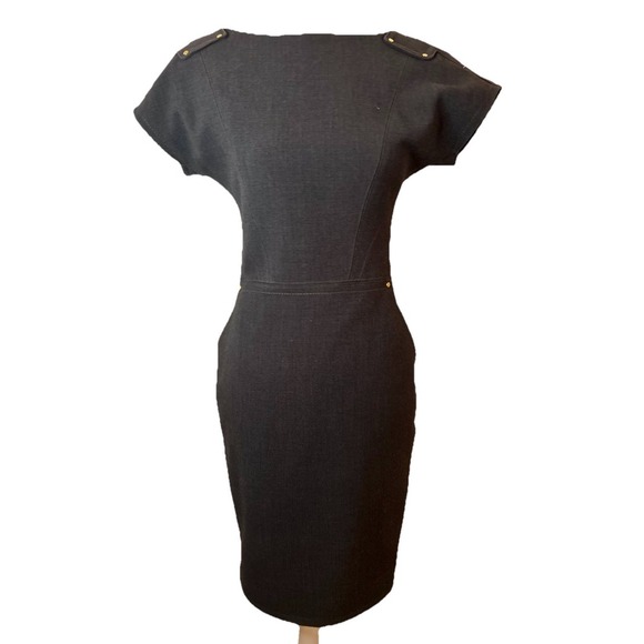 Rachel‎ Roy STUNNING SEXY FIT Charcoal Gray Short Sleeve Stretch Dress EUC SZ 6 - Picture 1 of 10